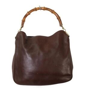 Gucci Brown Leather Shoulder Bag with Bamboo Handle
